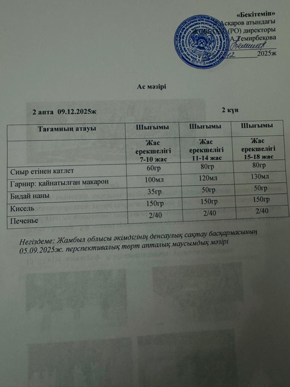 Ас мәзірі 9 желтоқсан