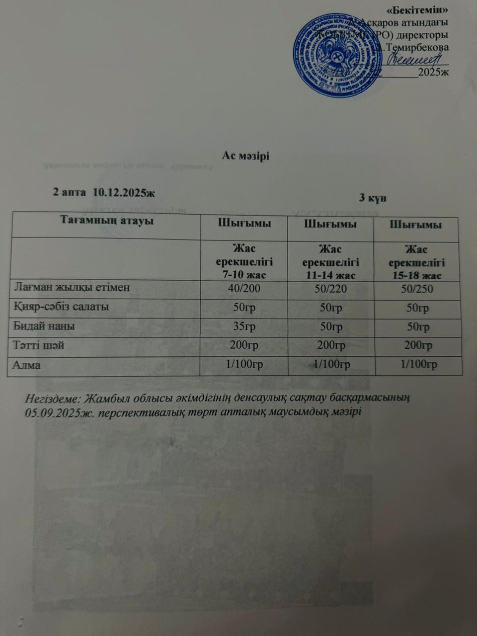 Ас мәзірі 10 желтоқсан