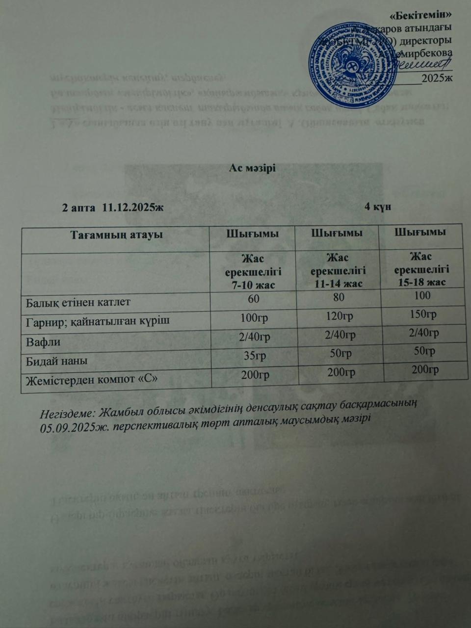 Ас мәзірі 11 желтоқсан