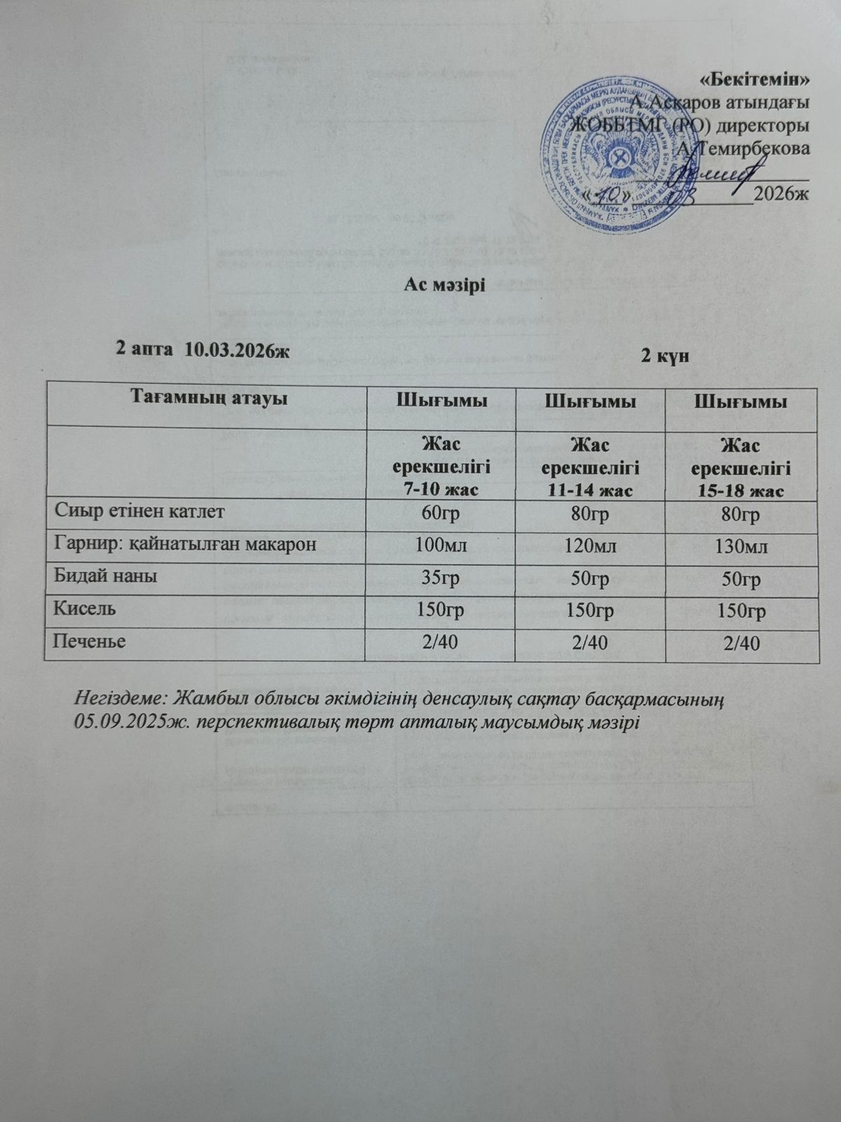 Ас мәзірі