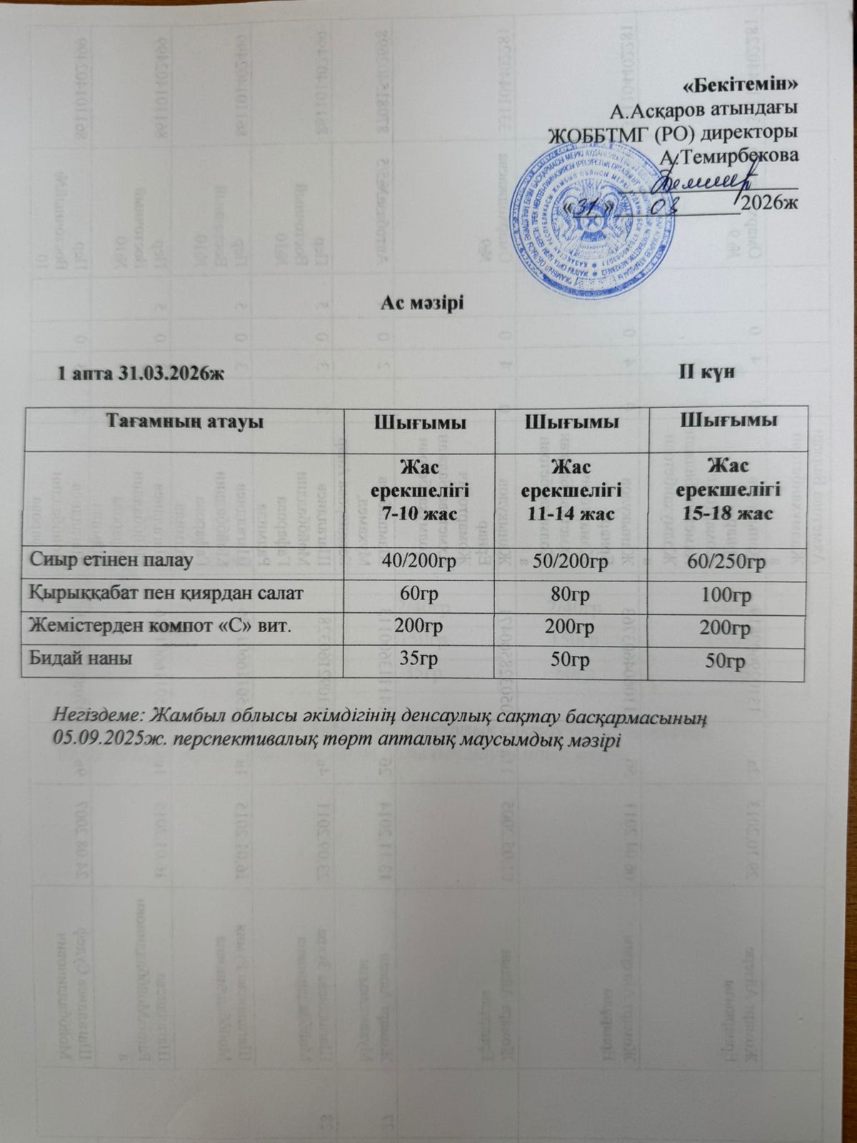 ас мәзірі