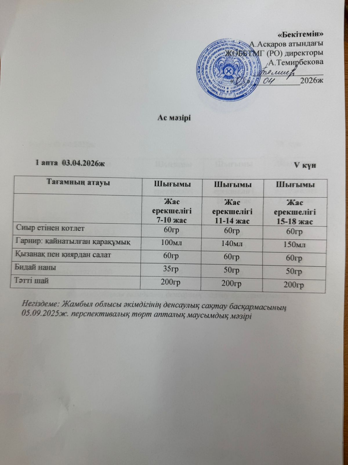 ас мәзірі