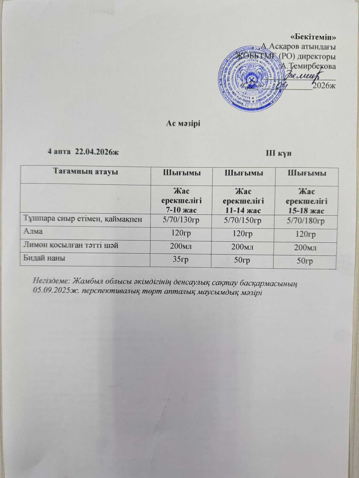 ас мәзірі