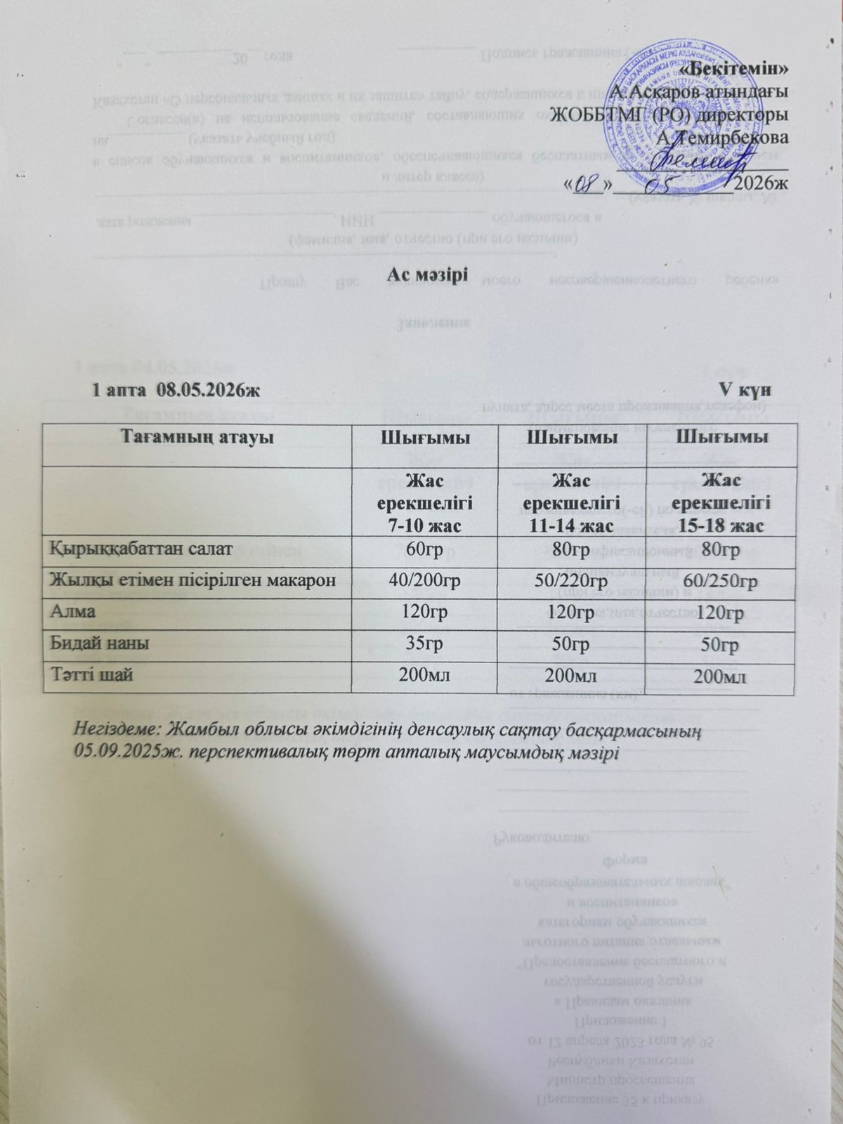 ас мәзірі